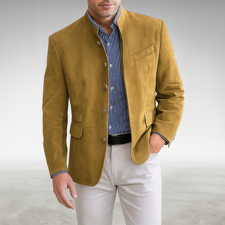 Cortland | Mandarin Collar Blazer with Button Front and Flap Pockets