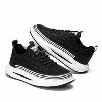 Adrian | Quilted Leather Men's Sneakers with Striped Platform Sole