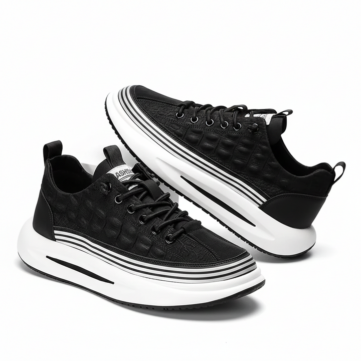 Adrian | Quilted Leather Men's Sneakers with Striped Platform Sole