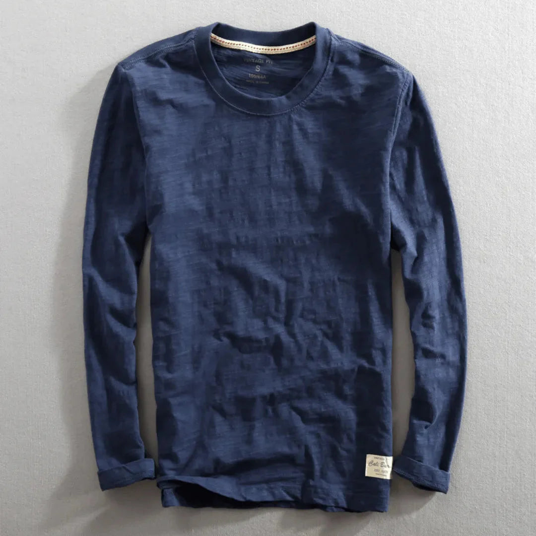 Cali | Crew Neck Long Sleeve Cotton T Shirt