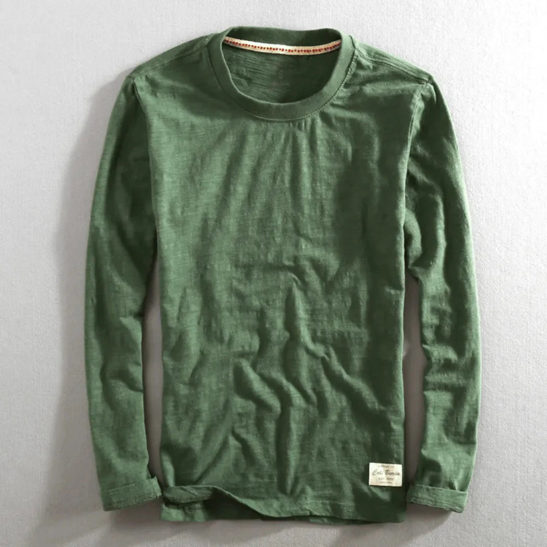 Cali | Crew Neck Long Sleeve Cotton T Shirt