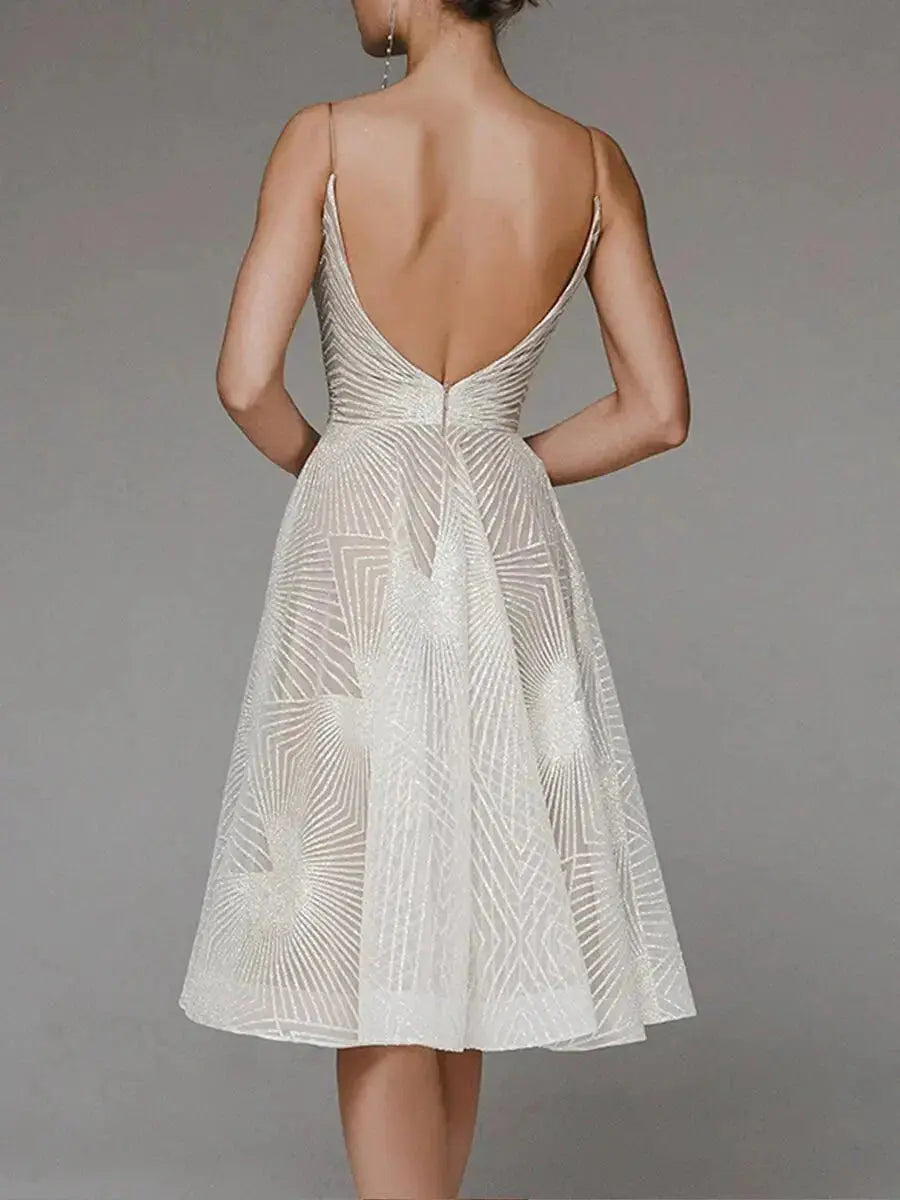 Lumiere | Geometric Sequin Womens Pleated Midi Dress