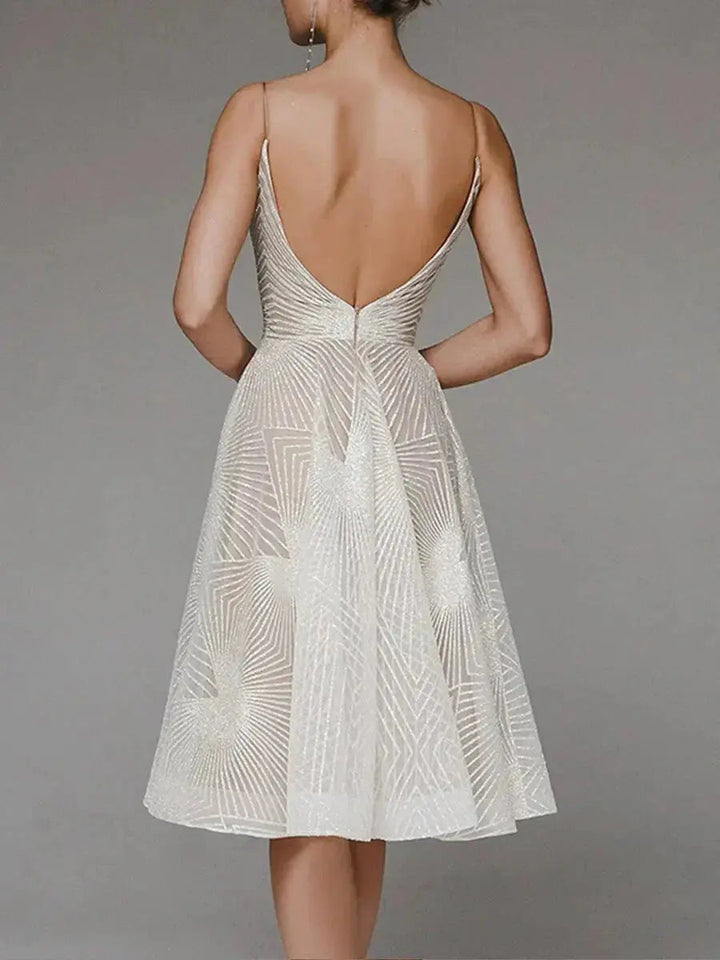 Lumiere | Geometric Sequin Womens Pleated Midi Dress