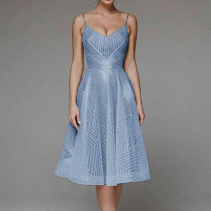 Lumiere | Geometric Sequin Womens Pleated Midi Dress