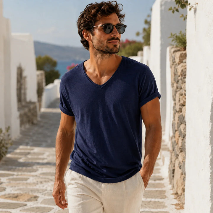 Marco | Classic Fit V-Neck Cotton T Shirt