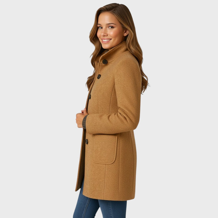 Noelle | Women's Stand Collar Wool Trenchcoat