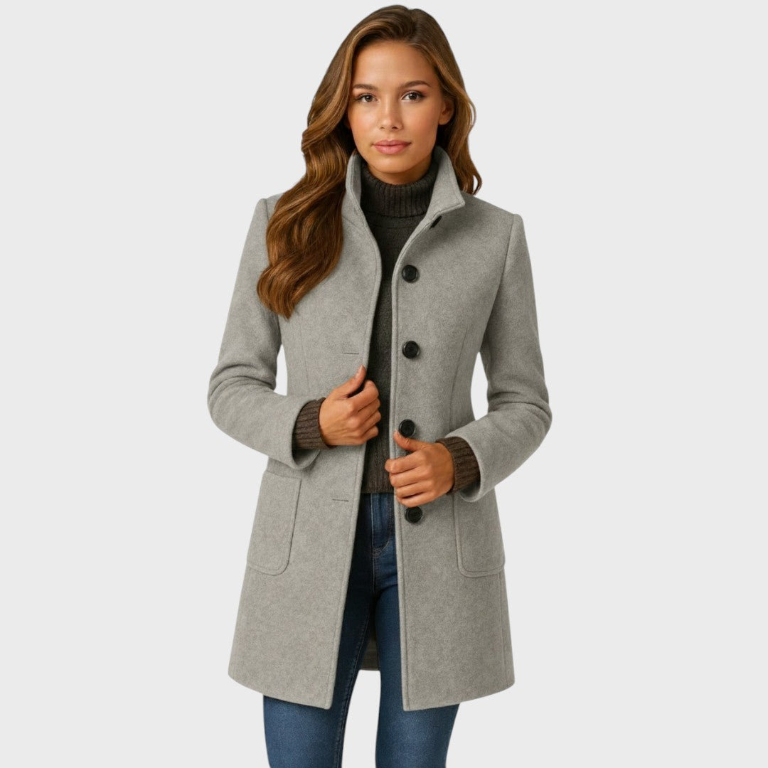 Noelle | Women's Stand Collar Wool Trenchcoat