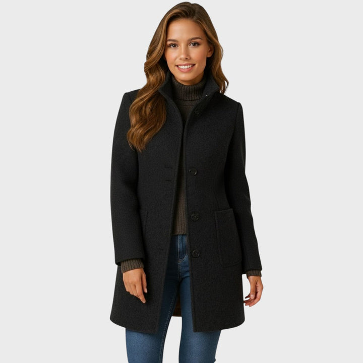 Noelle | Women's Stand Collar Wool Trenchcoat