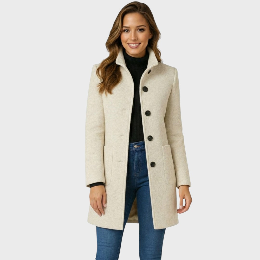 Noelle | Women's Stand Collar Wool Trenchcoat