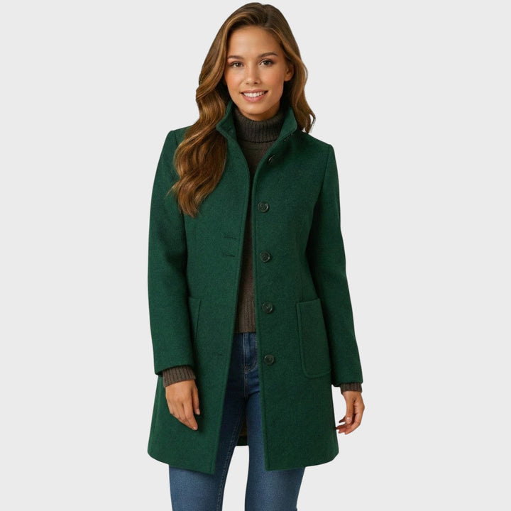 Noelle | Women's Stand Collar Wool Trenchcoat