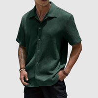 Lorenzo | Textured Waffle Knit Camp Collar Mens Smart Casual Shirt