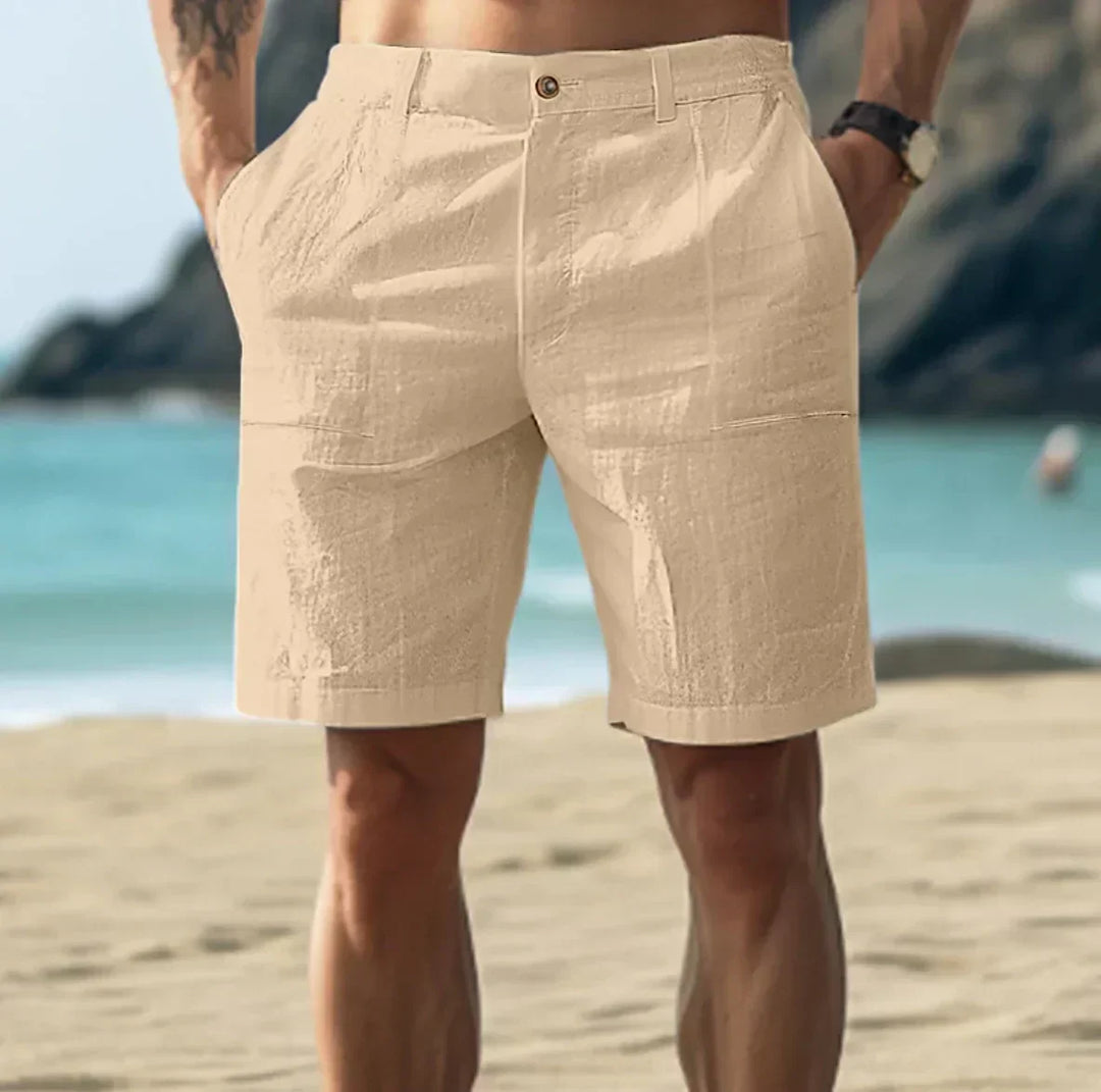 Lucaine | Tailored Linen Mens Short with Button Fly