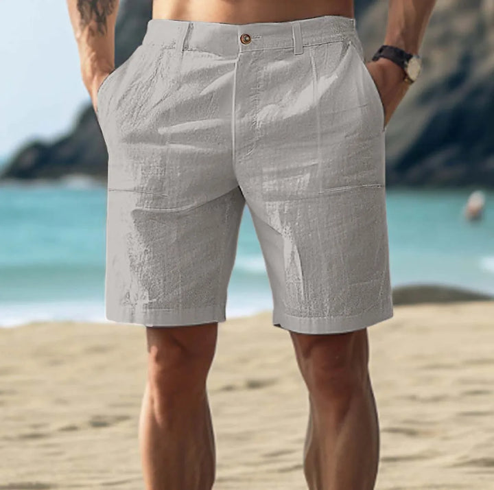 Lucaine | Tailored Linen Mens Short with Button Fly