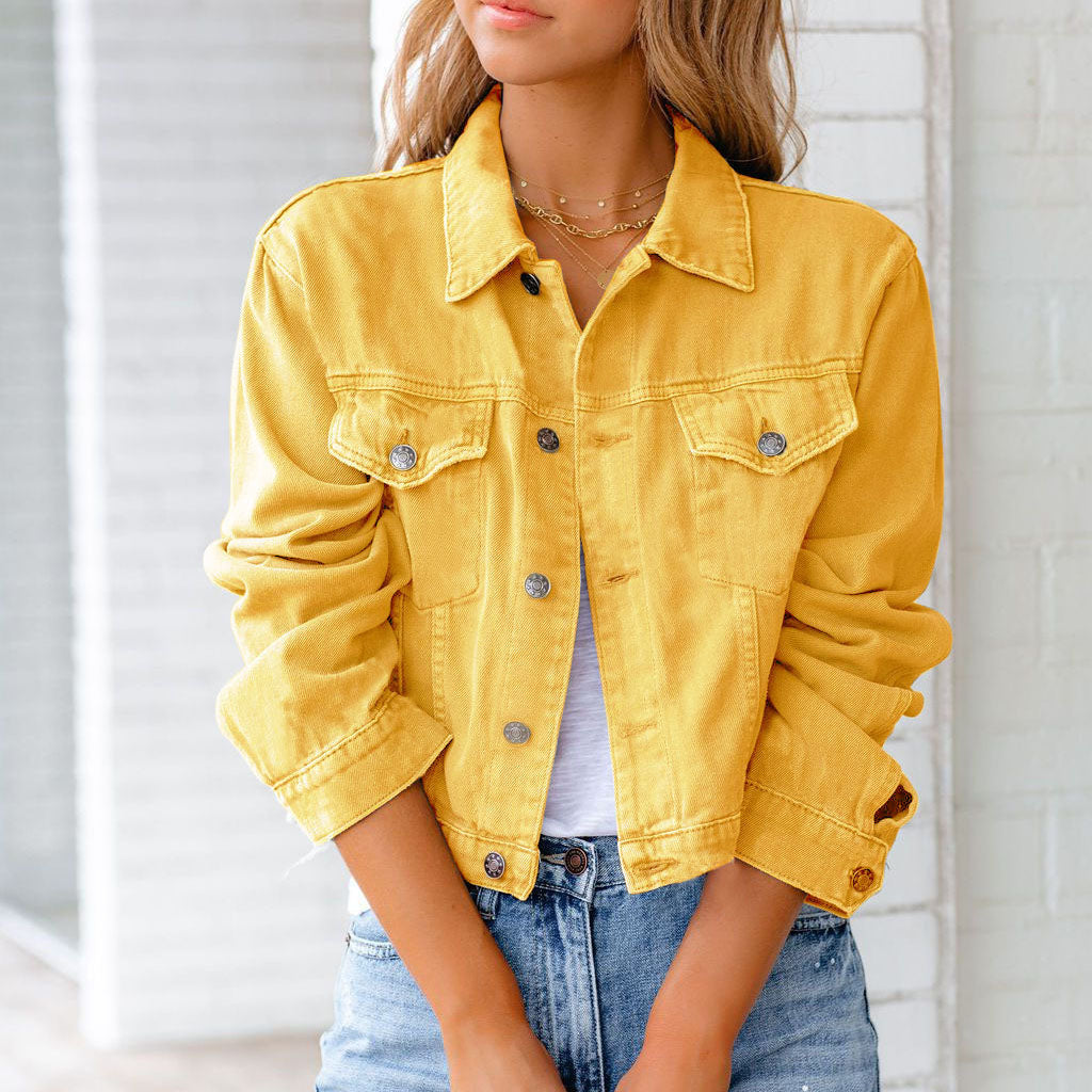 Bianca | Women's Classic Cropped Denim Jacket with Snap Buttons