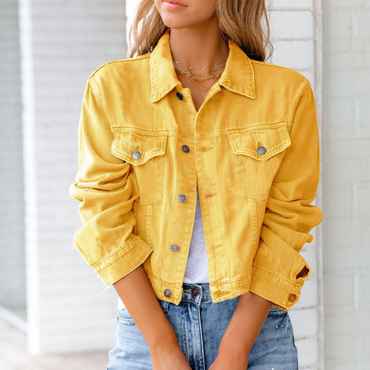 Bianca | Women's Classic Cropped Denim Jacket with Snap Buttons