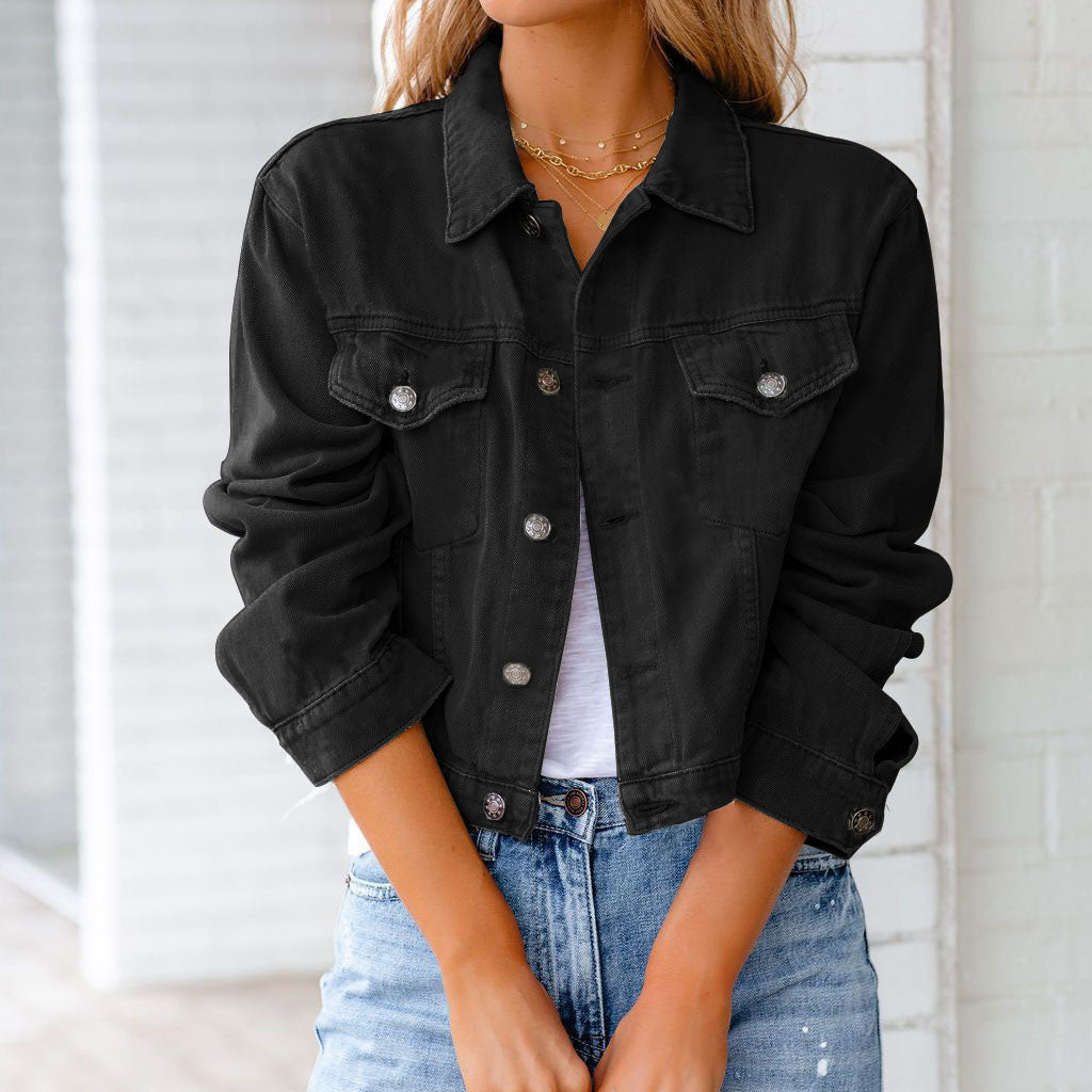Bianca | Women's Classic Cropped Denim Jacket with Snap Buttons
