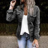Nadia | Women's Utility Denim Shirt Jacket with Flap Pockets
