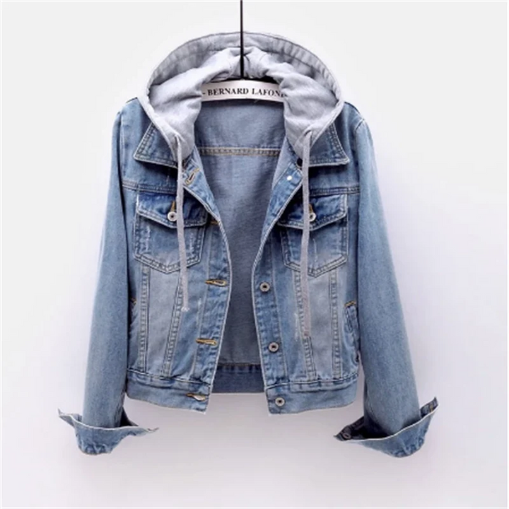 Isla | Women's Hooded Denim Jacket with Detachable-Look Hood
