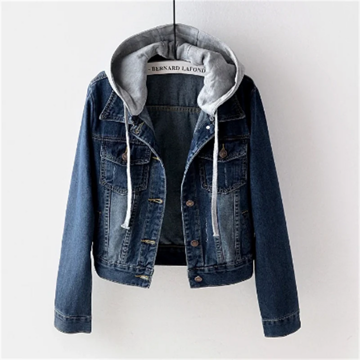 Isla | Women's Hooded Denim Jacket with Detachable-Look Hood