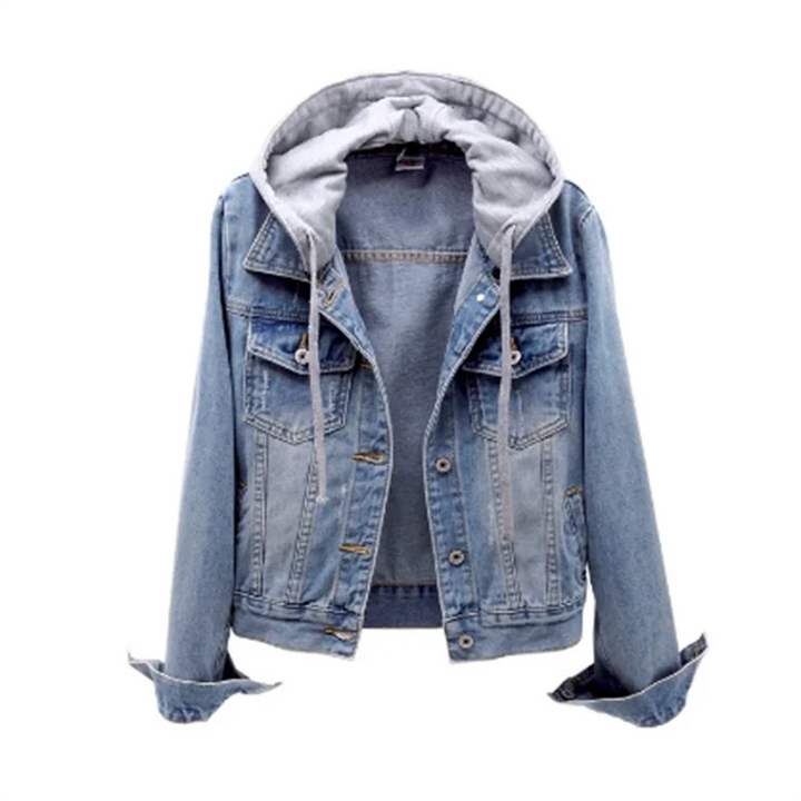 Isla | Women's Hooded Denim Jacket with Detachable-Look Hood