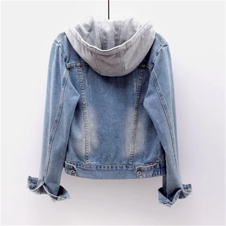 Isla | Women's Hooded Denim Jacket with Detachable-Look Hood