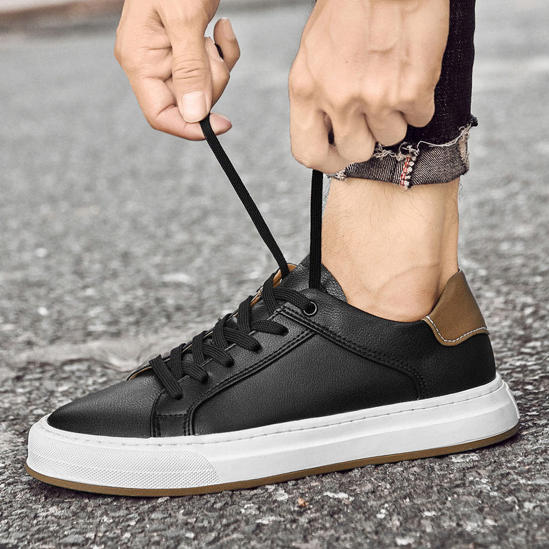 Dalton | Clean Leather Low-Top Men's Sneakers with Contrast Heel Tab