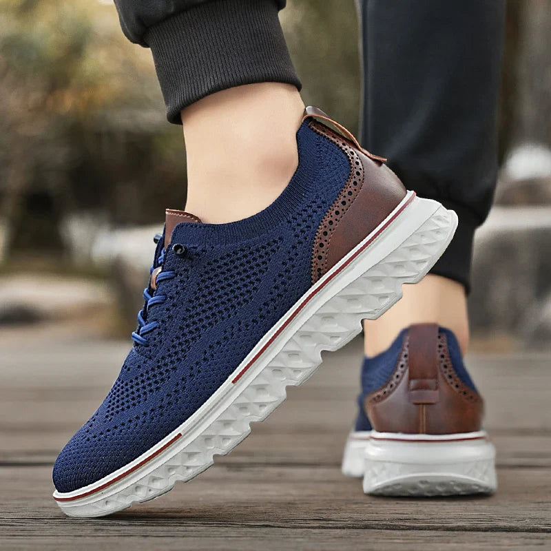 Stride | Flyknit Lace-Up Men's Sneakers with Leather Heel Panel