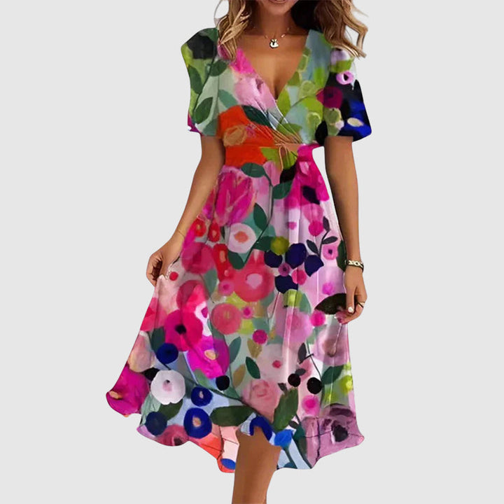 Martha | Floral Wrap-Style Womens Pleated Midi Dress