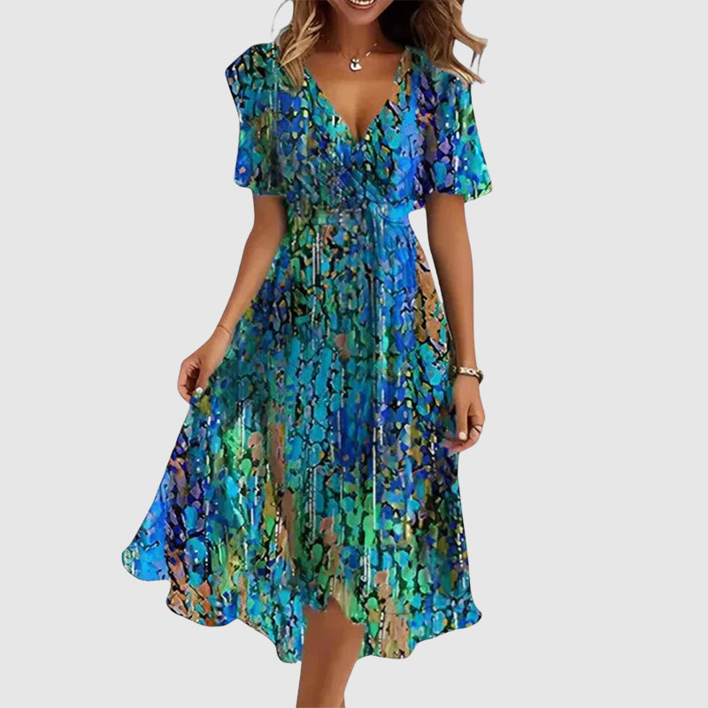 Martha | Floral Wrap-Style Womens Pleated Midi Dress