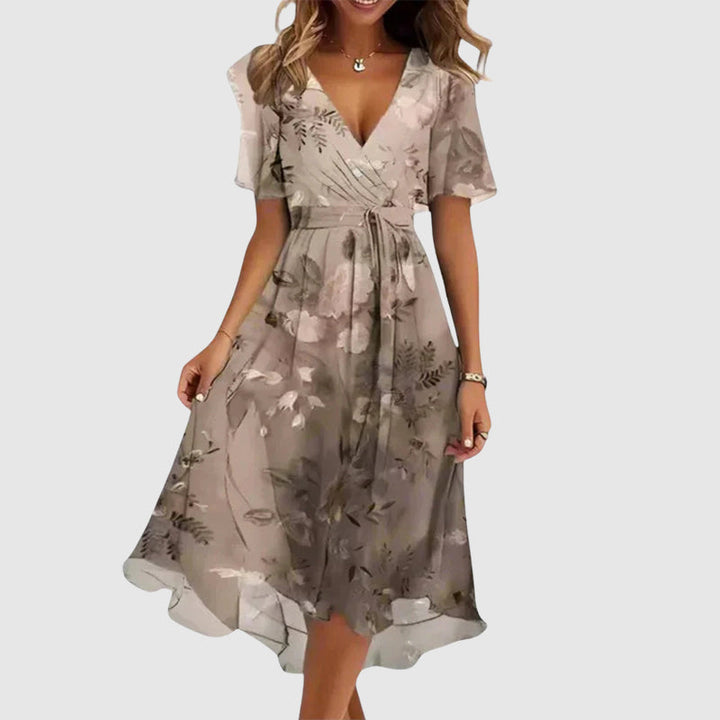 Martha | Floral Wrap-Style Womens Pleated Midi Dress