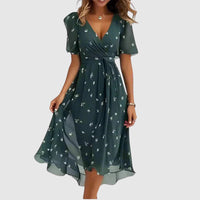Martha | Floral Wrap-Style Womens Pleated Midi Dress