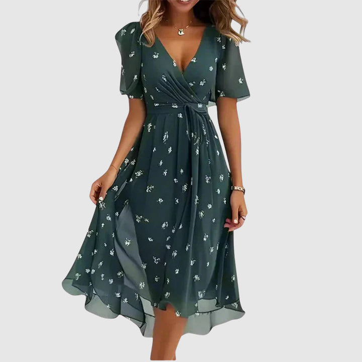 Martha | Floral Wrap-Style Womens Pleated Midi Dress