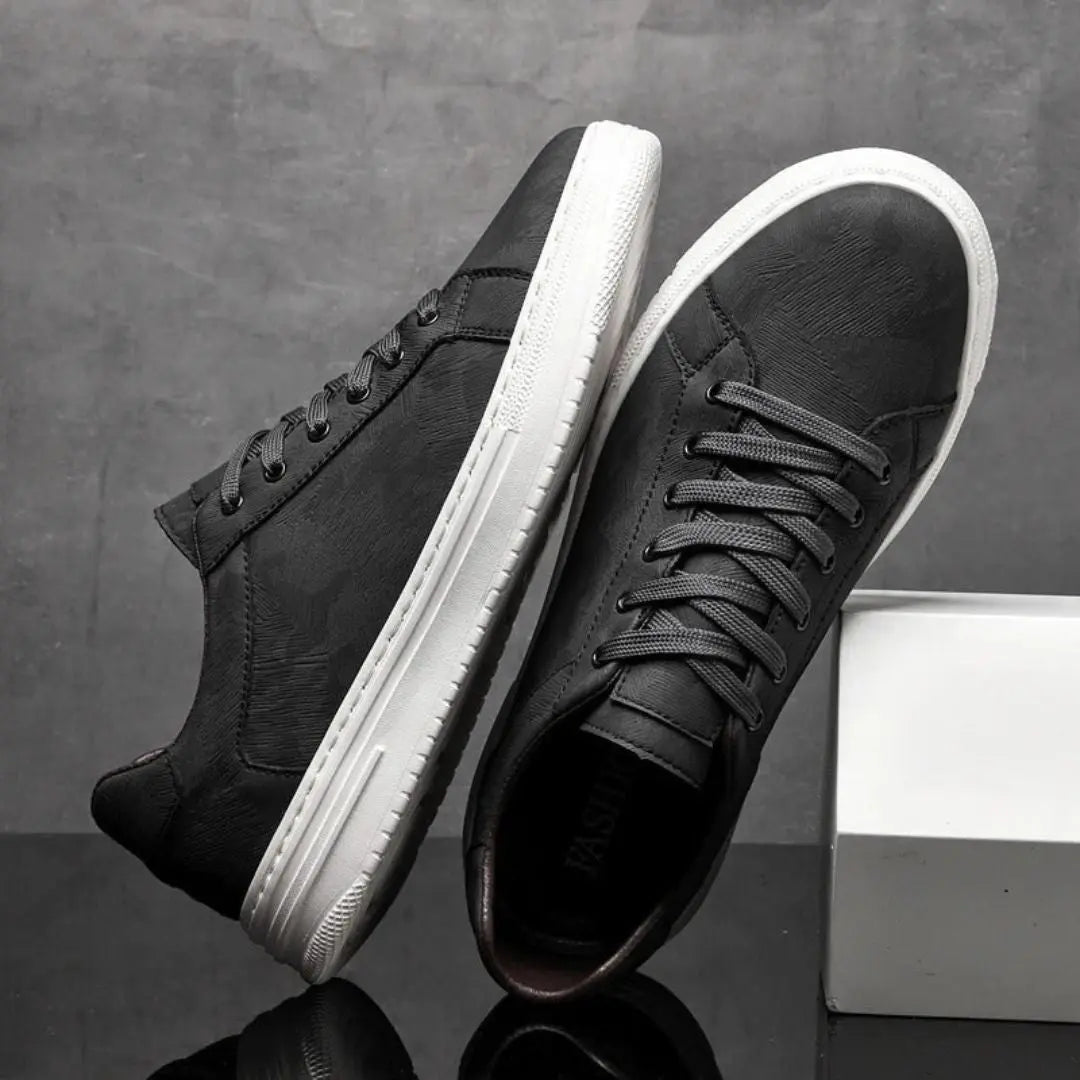 Mason | Embossed Herringbone Low-Top Men's Sneakers with Platform Sole