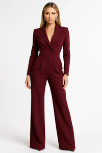 Maya | Double-Breasted Blazer Jumpsuit with Wide Leg Trousers and Pockets