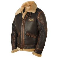 Maverick | Fleece-Lined Shearling Collar Men's Leather Jackets