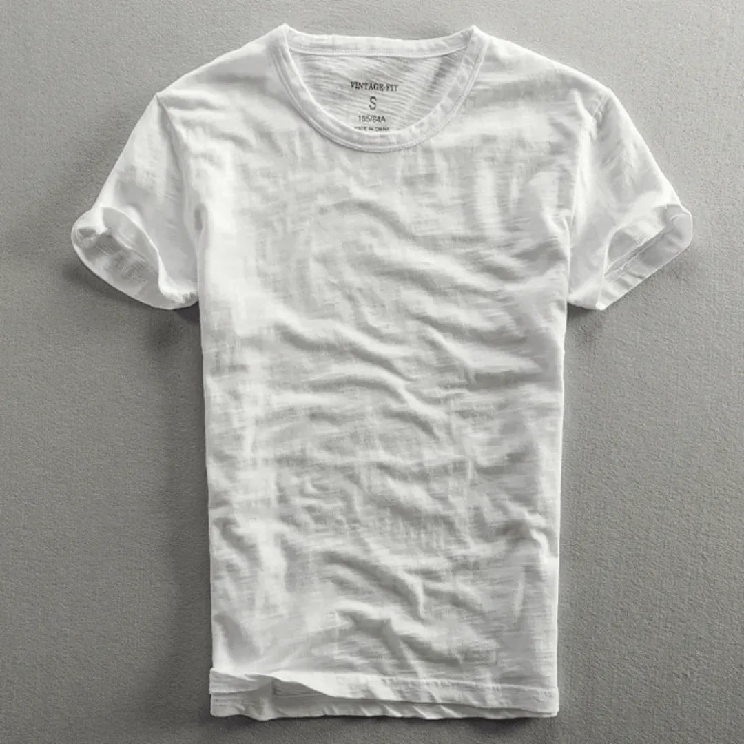 Slater | Slim Fit Crew Neck Slub Cotton T Shirt
