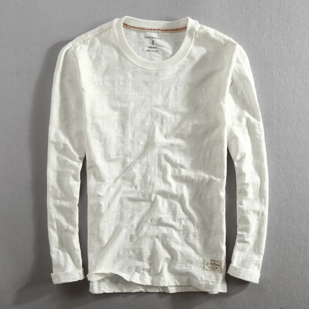 Cali | Crew Neck Long Sleeve Cotton T Shirt
