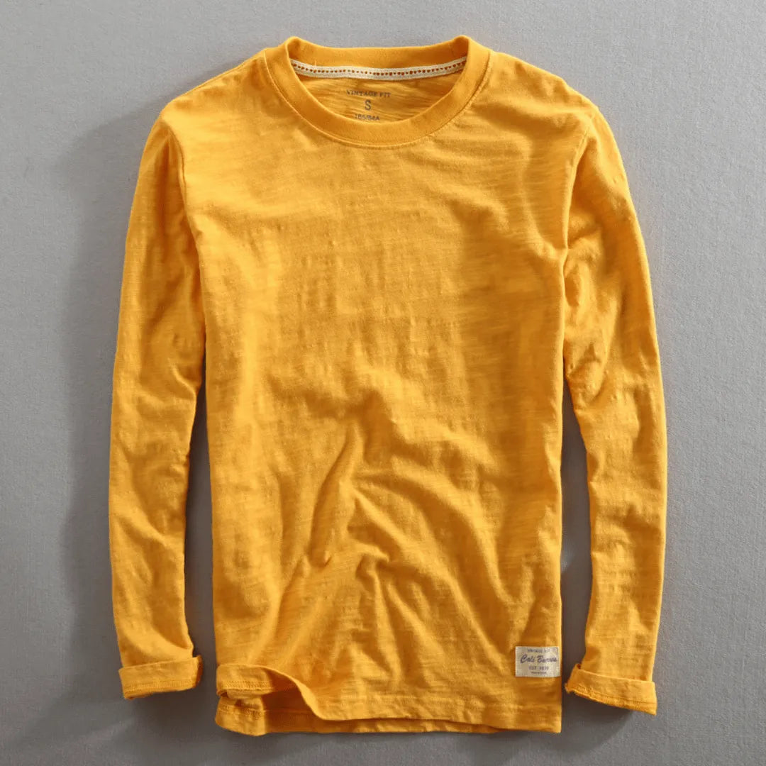 Cali | Crew Neck Long Sleeve Cotton T Shirt