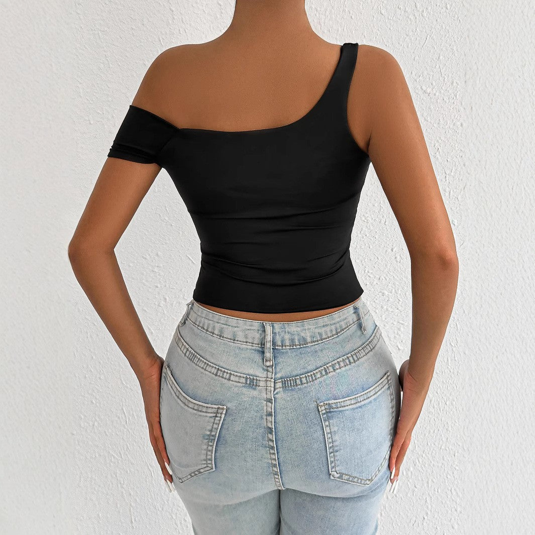 Onyx | Asymmetric One Shoulder Crop Off Shoulder Top
