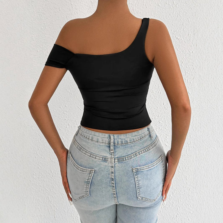 Onyx | Asymmetric One Shoulder Crop Off Shoulder Top