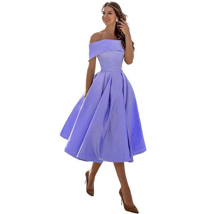 Arabella | One Shoulder A-Line Dress with Pleated Midi Skirt