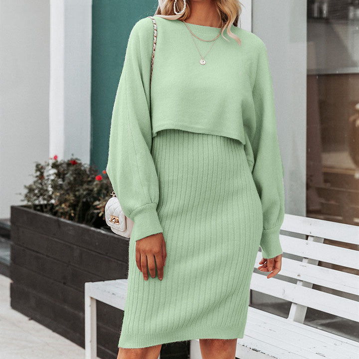 Indie | Women's Cropped Sweater Knit Dress Set