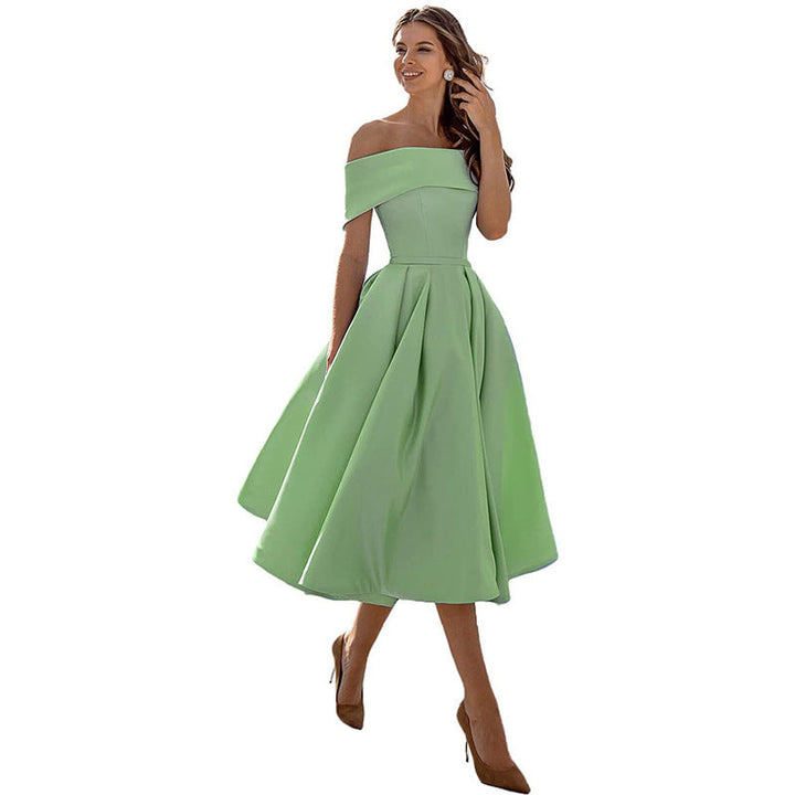 Arabella | One Shoulder A-Line Dress with Pleated Midi Skirt