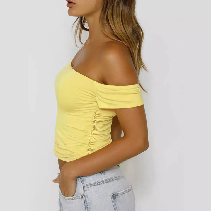 Sunny | Ruched Side Crop Off Shoulder Top