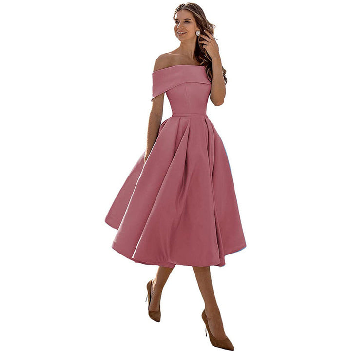 Arabella | One Shoulder A-Line Dress with Pleated Midi Skirt