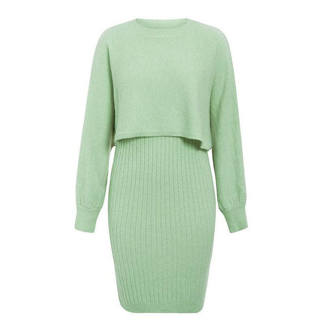Indie | Women's Cropped Sweater Knit Dress Set