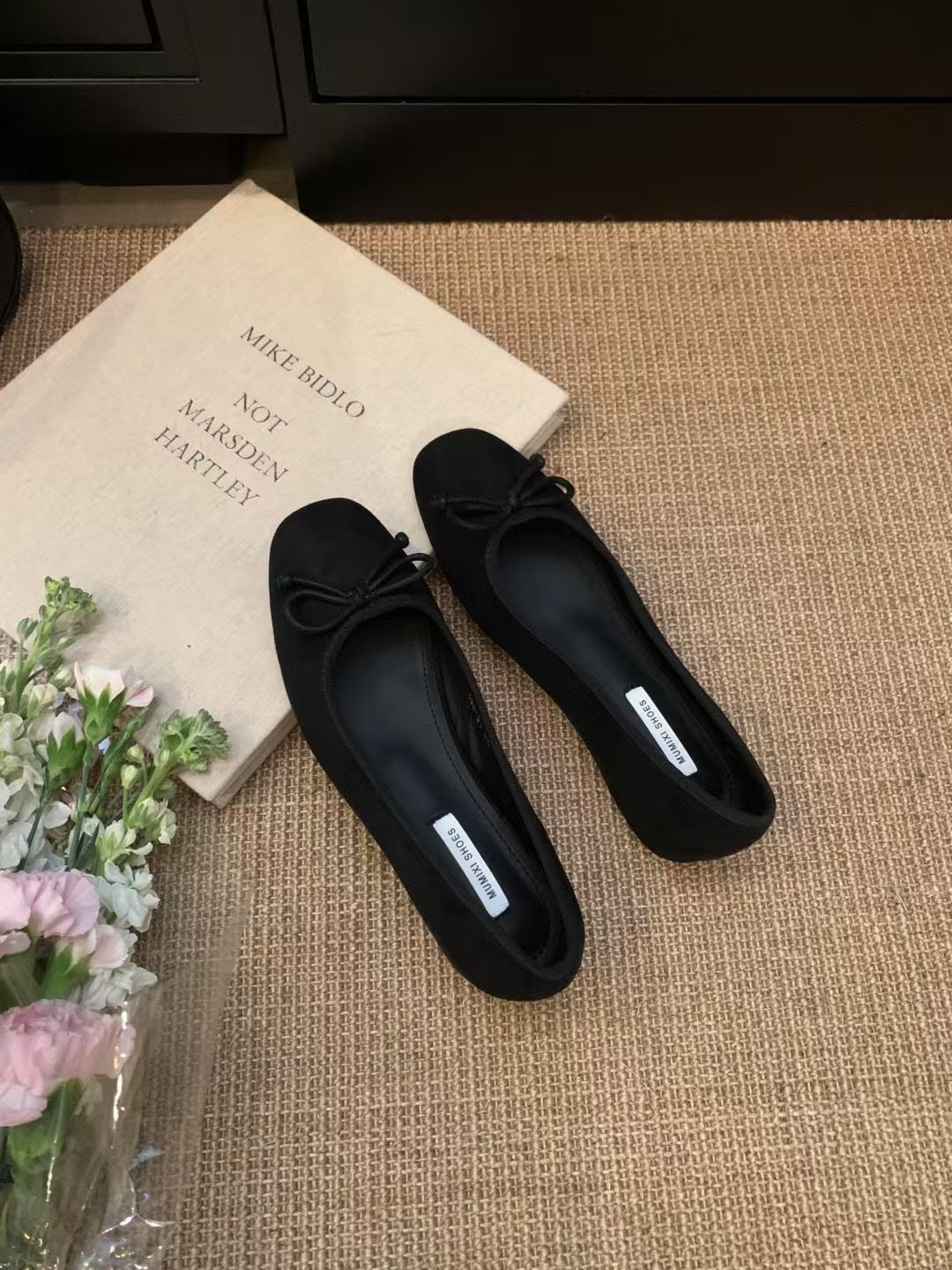 Genevieve | Women's Flats – Bow-Detail Velvety Ballerina Shoes