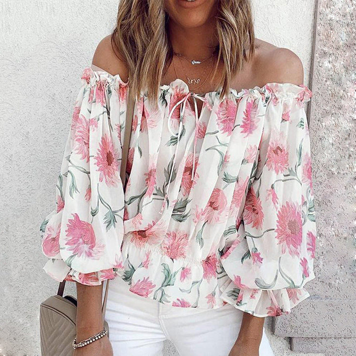 Dahlia | Floral Print Ruffle Sleeve Off Shoulder Top