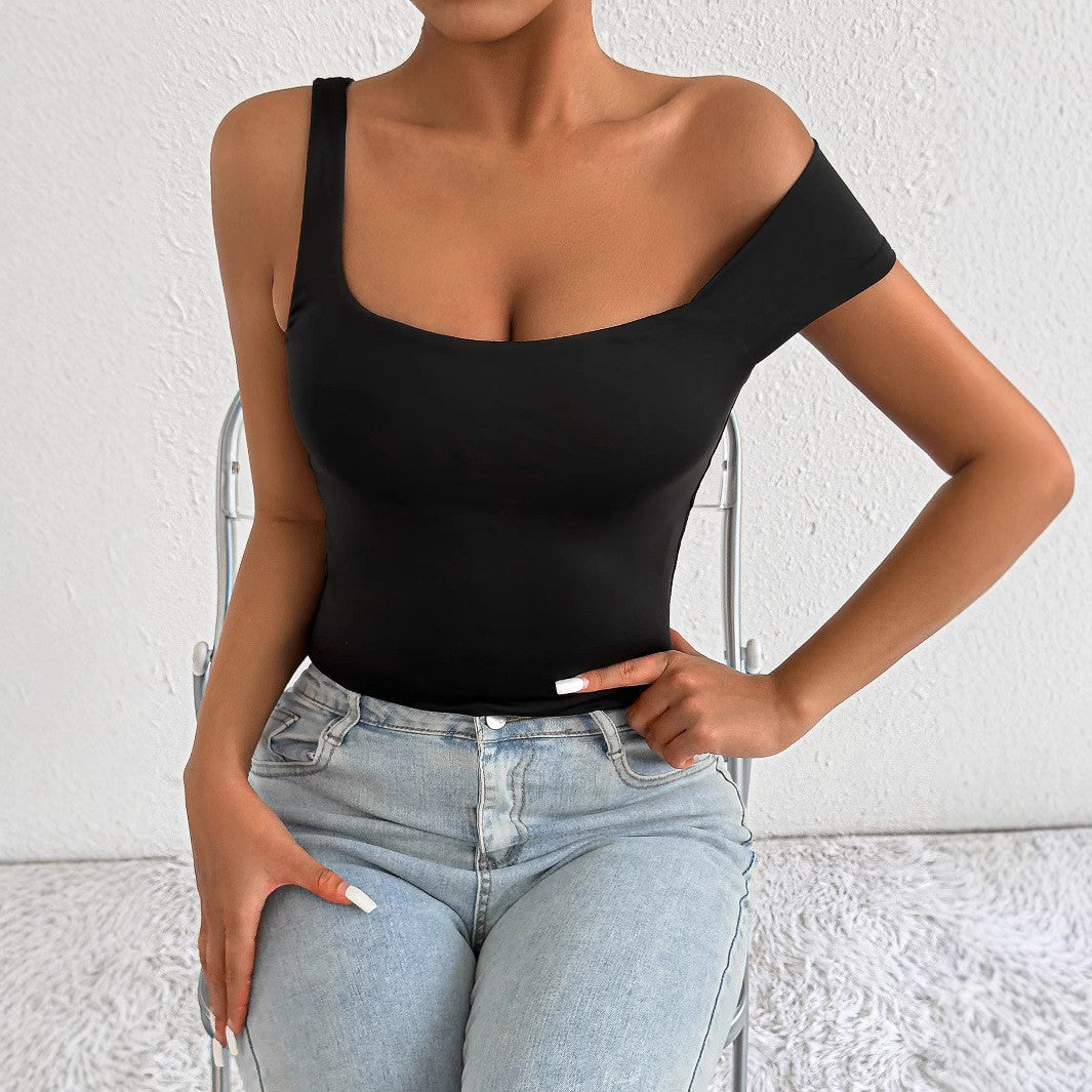 Onyx | Asymmetric One Shoulder Crop Off Shoulder Top