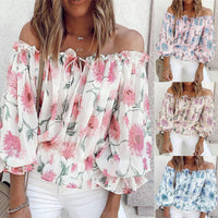 Dahlia | Floral Print Ruffle Sleeve Off Shoulder Top